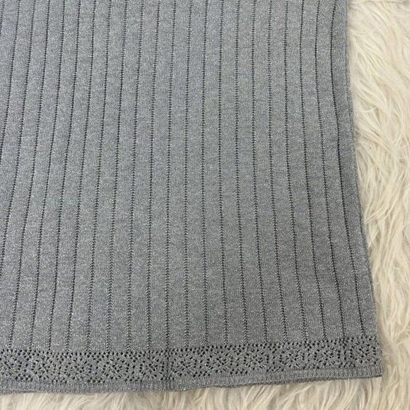 Alfred Dunner Vintage 90s Knit Grey Sliver Metallic Sweater Short Sleeve Shirt - Picture 9 of 9